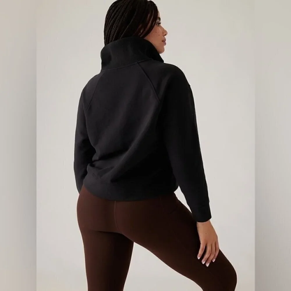 ATHLETA BLACK RETROPLUSH REVIVE HALF ZIP SWEATSHIRT SIZE M - Picture 2 of 9
